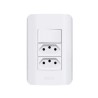 Interruptor 1 Tecla + 2 Tomadas 10A ROMAZI - Linha Canoa - Branco